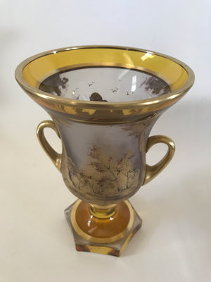 910249 Amber Over Crystal Urn With Handles, Exbor Pen Sketch Lady & Man - ReeceFurniture.com
