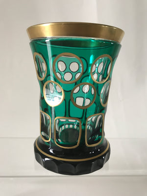 623051 Emerald Over Crystal Cut Glass W/ Gold Trim by Adolf Rasche - ReeceFurniture.com