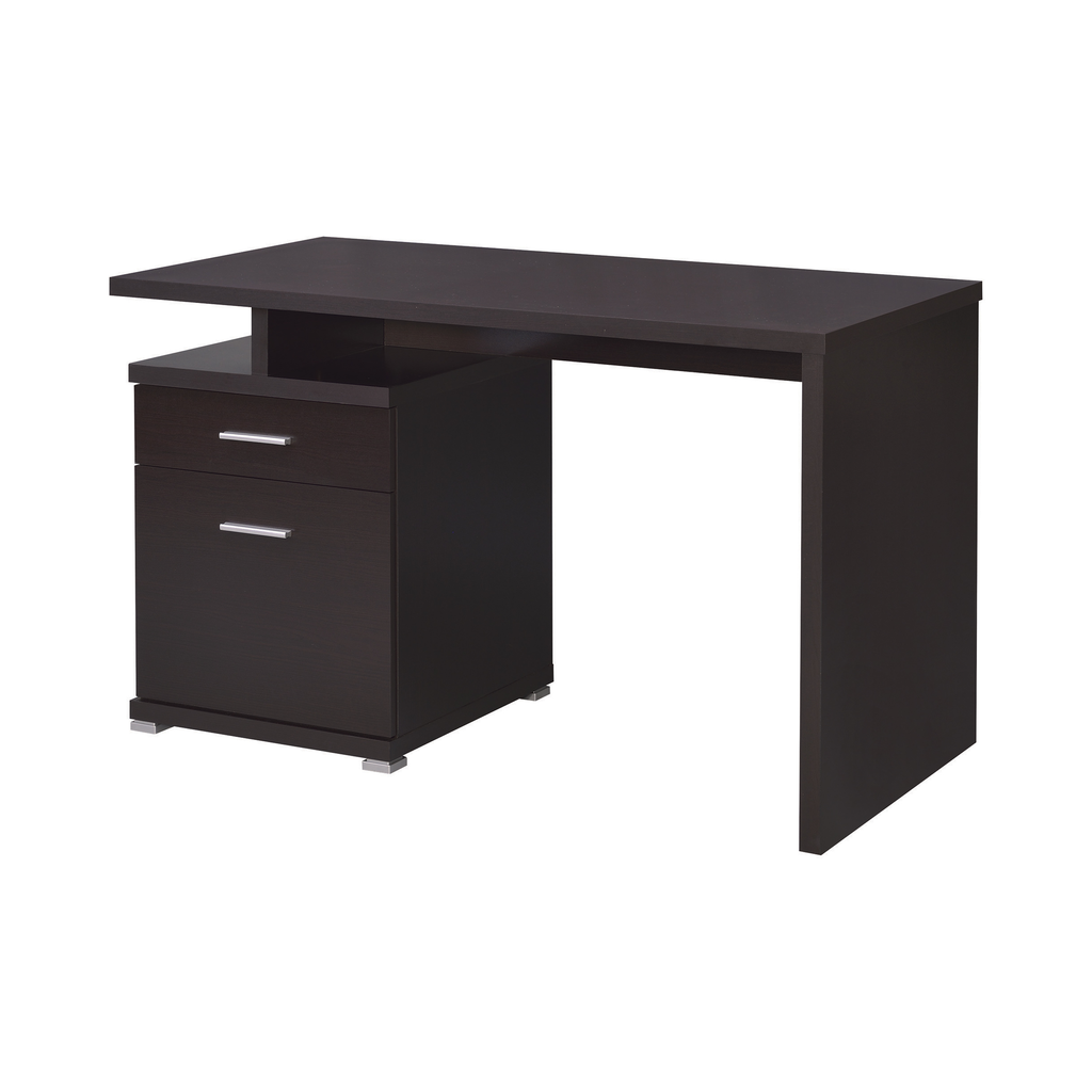 G800109 - Irving 2-Drawer Office Desk With Cabinet - Cappuccino or White - ReeceFurniture.com