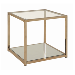 G705238 - Calantha Occasional Table With Mirror Shelf - Chocolate Chrome - ReeceFurniture.com