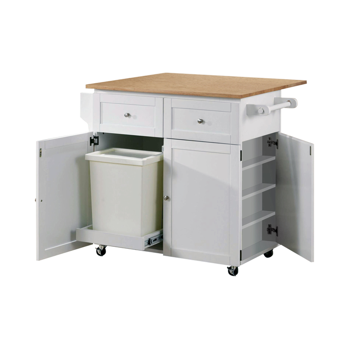 G900558 - 3-Door Kitchen Cart With Casters - Natural Brown And White