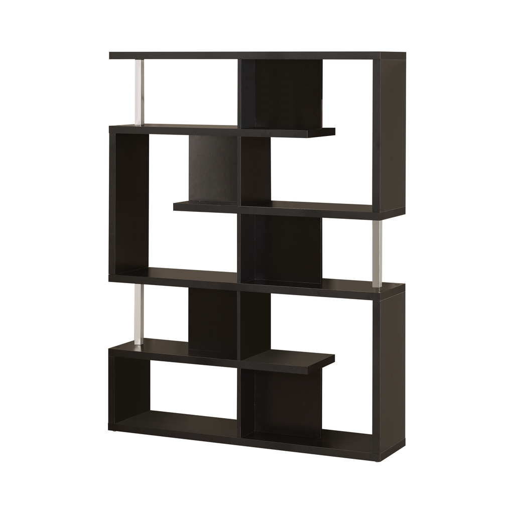 G800309 - 5-Tier Bookcase - Black And Chrome or White And Chrome - ReeceFurniture.com