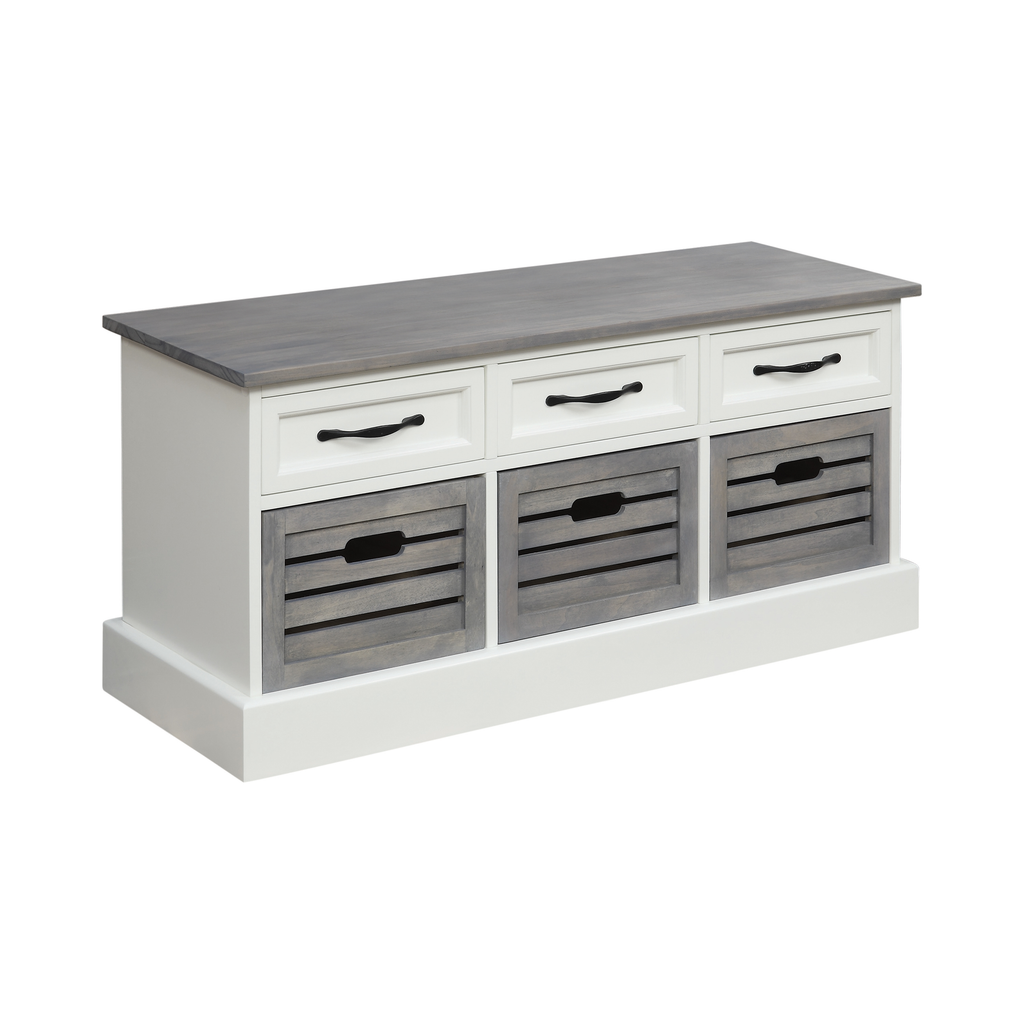 G501196 - 3-Drawer Storage Bench White And Weathered Grey - ReeceFurniture.com