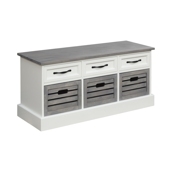 G501196 - 3-Drawer Storage Bench White And Weathered Grey