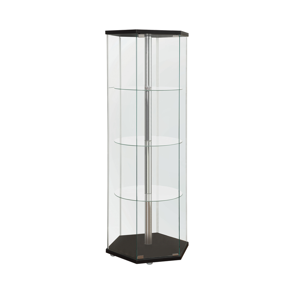 G950276 - 4-Shelf Hexagon Shaped Curio Cabinet - Black And Clear - ReeceFurniture.com