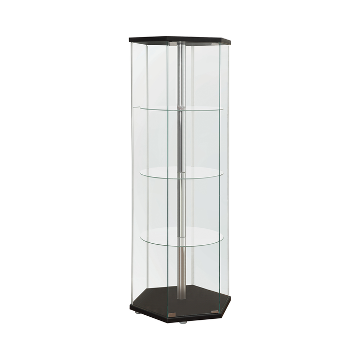 G950276 - 4-Shelf Hexagon Shaped Curio Cabinet - Black And Clear