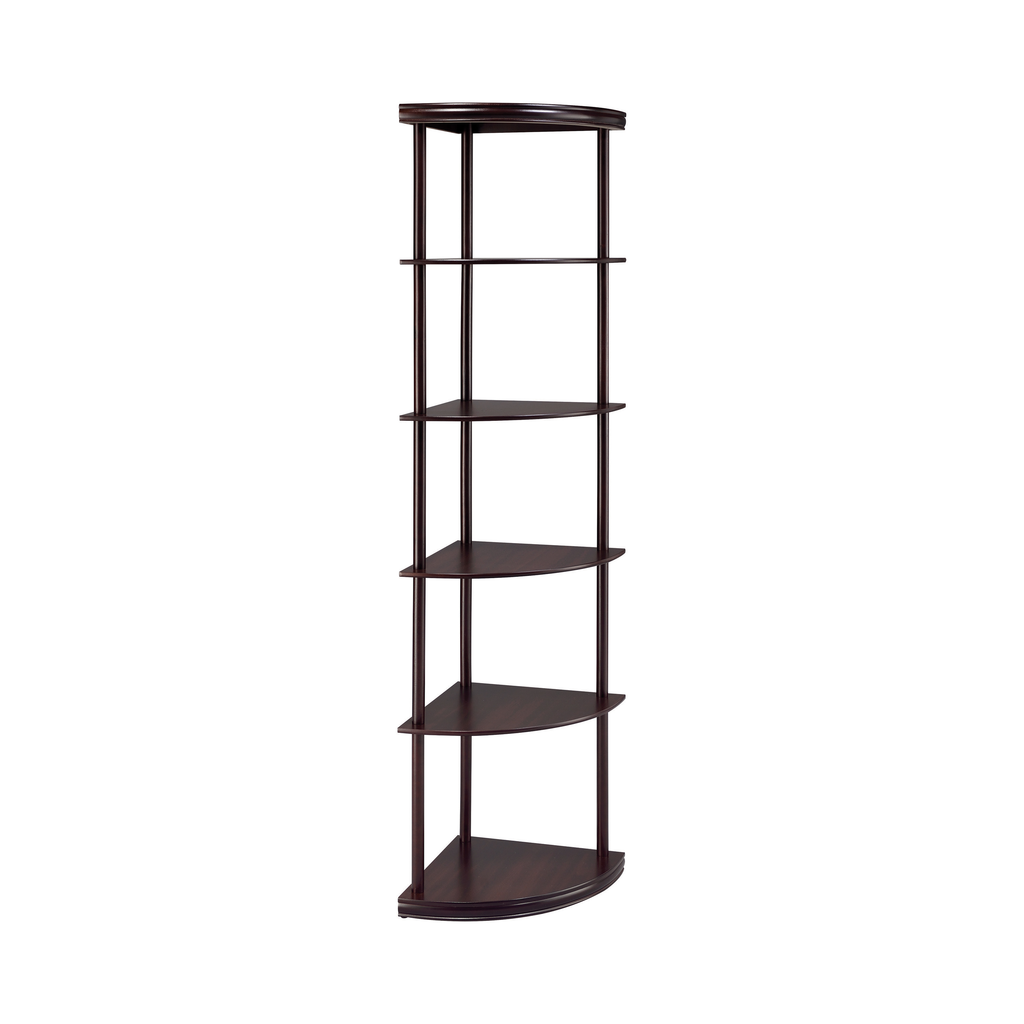G800279 - 5-Shelf Corner Bookshelf - Cappuccino - ReeceFurniture.com