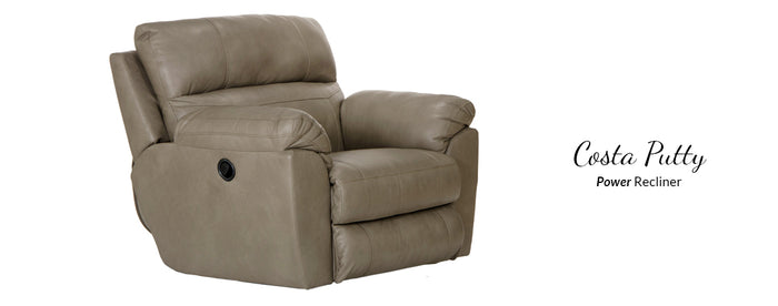 6407 Costa Putty Leather Recliner
