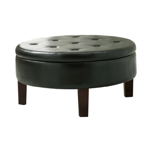 G501010 - Round Tufted Upholstered Storage Ottoman - Dark Brown - ReeceFurniture.com