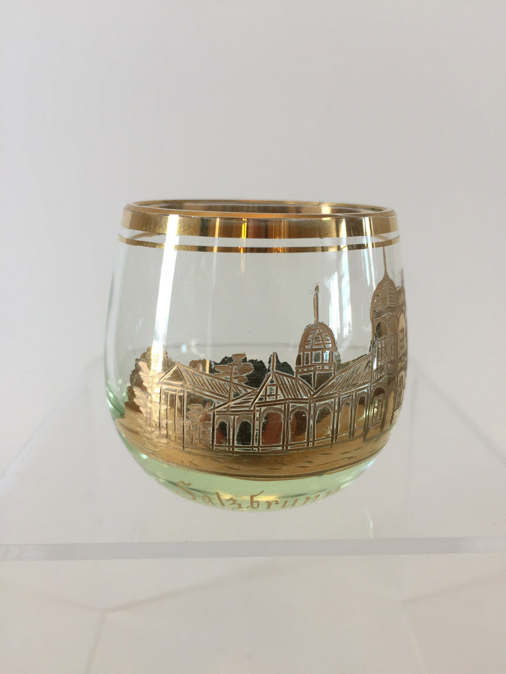 910746 2” Tall Round Light Green/Crystal Hand Blown Bowl with Engraved Buildings Salzbrunn, , Bohemian Glass, - ReeceFurniture.com - Free Local Pick Ups: Frankenmuth, MI, Indianapolis, IN, Chicago Ridge, IL, and Detroit, MI
