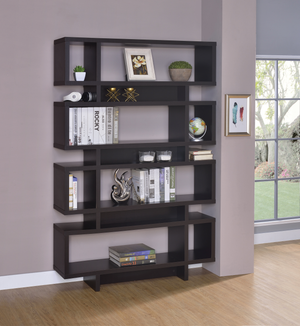G800307 - 4-Tier Open Back Bookcase - Cappuccino or White - ReeceFurniture.com