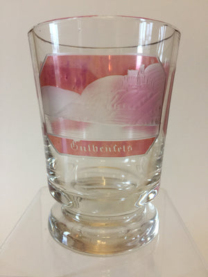 910631 Crystal With 3 Rectangle Cranberry Flashed Panels, 1 Plain, 2 With Engraved Landmarks, Bohemian Glassware, Antique, - ReeceFurniture.com - Free Local Pick Ups: Frankenmuth, MI, Indianapolis, IN, Chicago Ridge, IL, and Detroit, MI