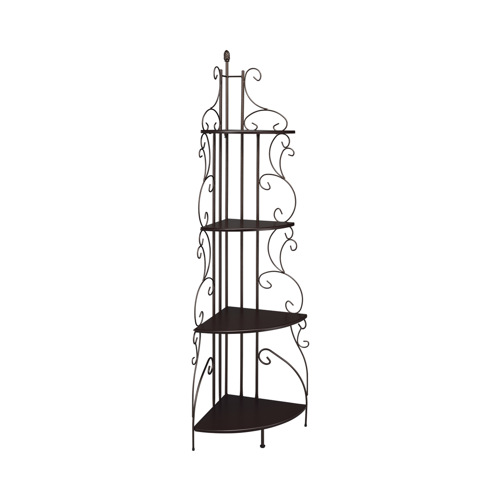 G910038 - 4-Shelf Corner Bookcase - Cappuccino And Copper - ReeceFurniture.com