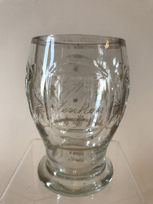 999311 Bohemian Crystal Glass Friendship Cup with rectangle & round cuts around the top half, Bohemian Glassware, Unknown German Glass Company, - ReeceFurniture.com - Free Local Pick Ups: Frankenmuth, MI, Indianapolis, IN, Chicago Ridge, IL, and Detroit, MI
