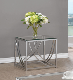 G720498 - Curves On The Base With Glass Top Occasional Table Accents - Chrome - ReeceFurniture.com