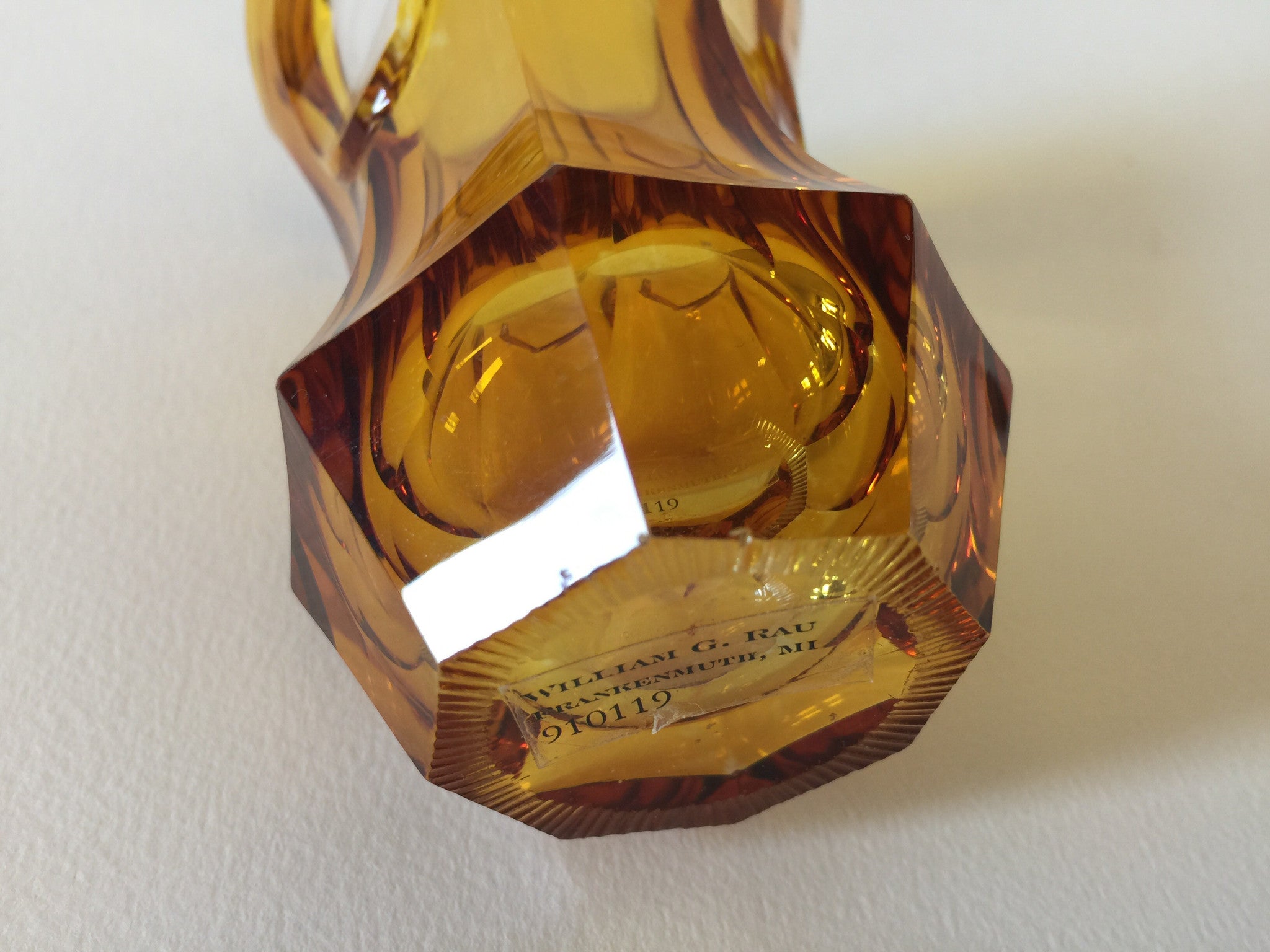 910119 Amber Over online Crystal Glass W/Different Kinds of Cuts, Julius Schmidt 1836