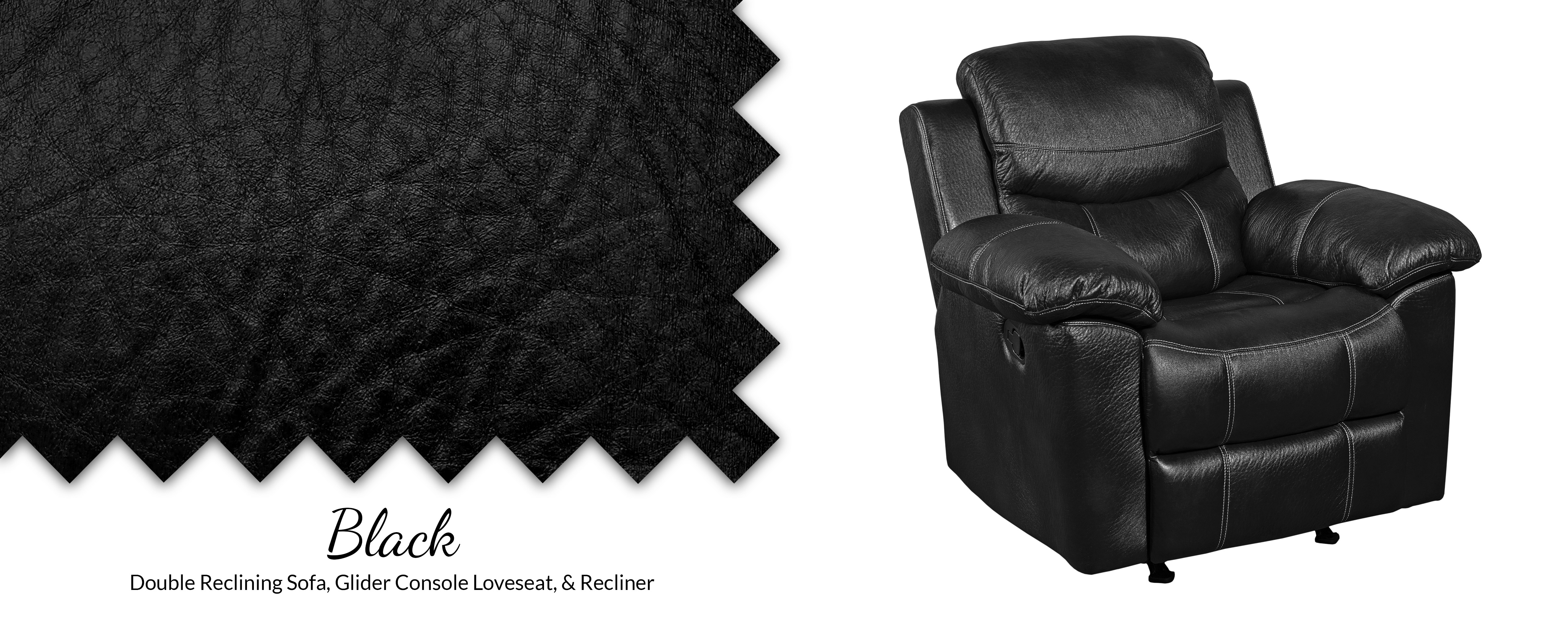 66008 Champion Black 3 Piece Sectional | ReeceFurniture.com