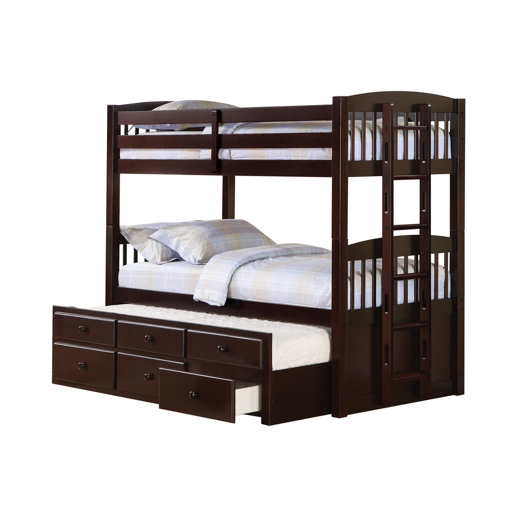 G460071 - Kensington Twin Over Twin Bunk Bed With Trundle - Cappuccino - ReeceFurniture.com