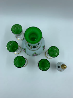 455054 Green Overlay Decantur With Stopper With "X" Cuts To Form 6 Squares - ReeceFurniture.com