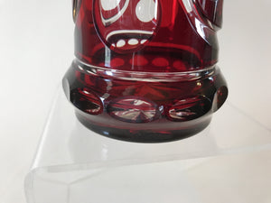 999640 Ruby over Crystal Glass with oval Cut & Round Cuts on the front with a cut circle around them,12 Cuts around the base & Star Cut on the bottom, Bohemian Glassware, Antique, - ReeceFurniture.com - Free Local Pick Ups: Frankenmuth, MI, Indianapolis, IN, Chicago Ridge, IL, and Detroit, MI