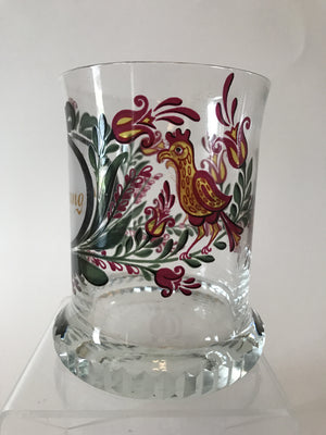 910065 Crystal Glass With Satin Oval Circle With Zur Erinnerung, Painted Flowers On Back, Cuts On Base, Bohemian Glassware, Antique, - ReeceFurniture.com - Free Local Pick Ups: Frankenmuth, MI, Indianapolis, IN, Chicago Ridge, IL, and Detroit, MI