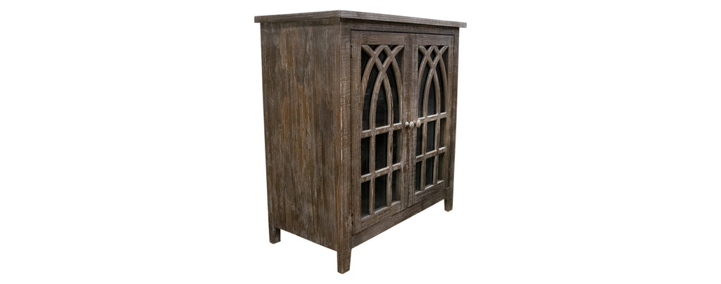 CATH-CED-B Cathedral Barnwood Console With Glass - ReeceFurniture.com