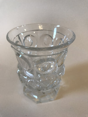 999332 Crystal Glass With Heavy Cutting, Cut Foot, 6 Circles In Squares Around Top & "AK" Engraved In 1 Circle, Bohemian Glassware, Antique, - ReeceFurniture.com - Free Local Pick Ups: Frankenmuth, MI, Indianapolis, IN, Chicago Ridge, IL, and Detroit, MI