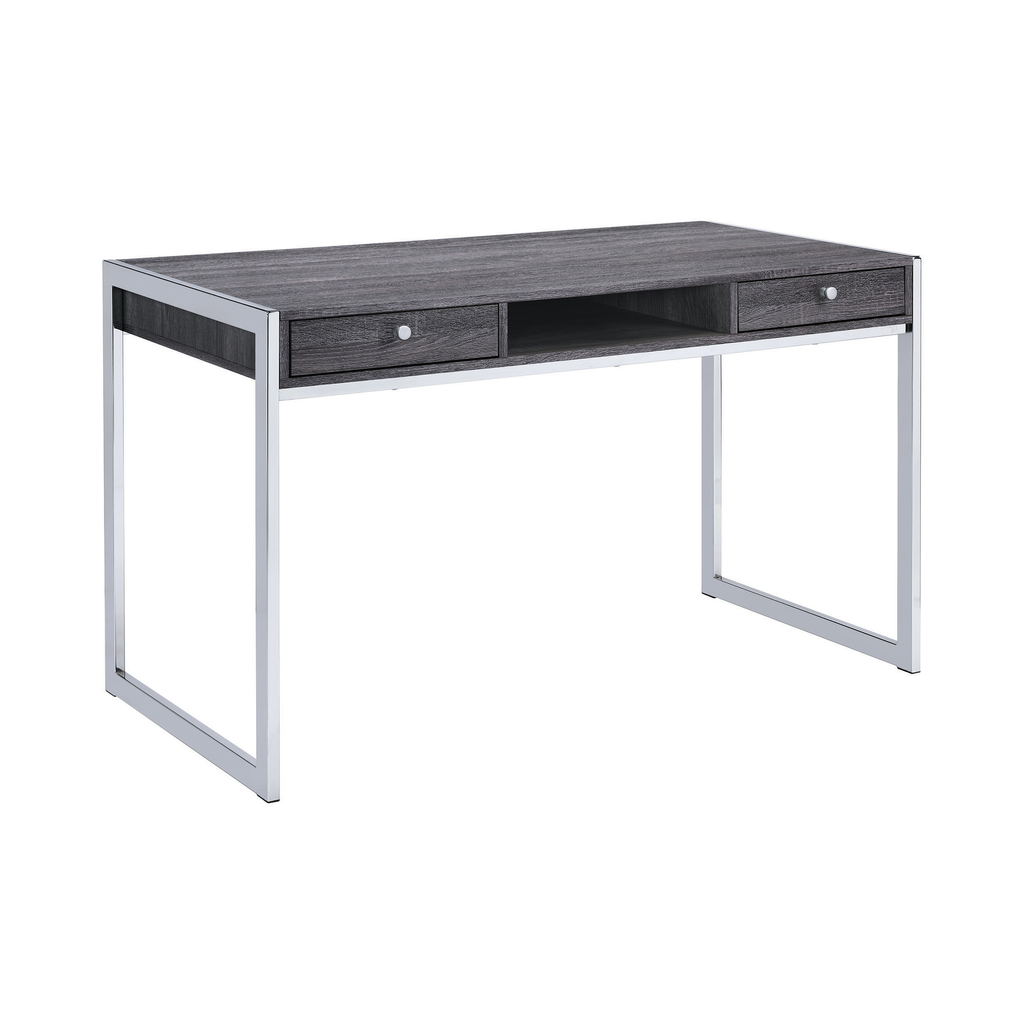 G801221 - Wallice 2-Drawer Writing Desk - Weathered Grey And Chrom - ReeceFurniture.com