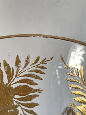 999557 3 Handle Crystal Glass W/ Engraved Flowers In Vases Filled With Gold - ReeceFurniture.com