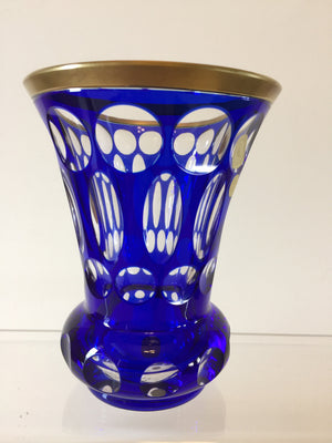 786028 Blue Cased With 12 Round Oval, Round & Round Cuts On Base, Bohemian Glassware, Bohemian Glass Collector, - ReeceFurniture.com - Free Local Pick Ups: Frankenmuth, MI, Indianapolis, IN, Chicago Ridge, IL, and Detroit, MI