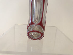910172 Cranberry Over White Over Crystal Small Glass Bottle With Metal Lid, 6 Long Oval Cuts Around Center, Cuts & Cuts In Cuts On Top-Bottom, Bohemian Glassware, Antique, - ReeceFurniture.com - Free Local Pick Ups: Frankenmuth, MI, Indianapolis, IN, Chicago Ridge, IL, and Detroit, MI