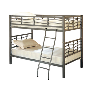G7395 - Fairfax Twin Over Twin Bunk Bed With Ladder - Light Gunmetal - ReeceFurniture.com