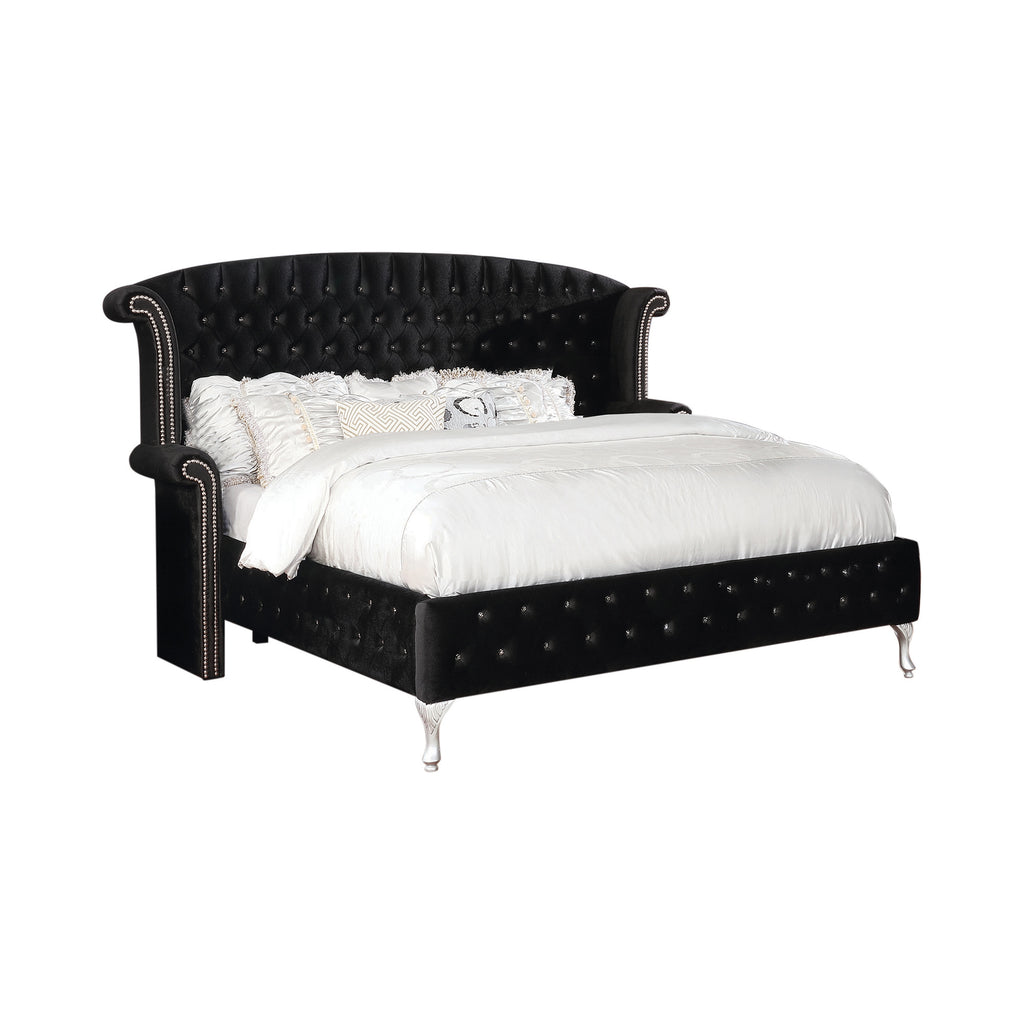 G206101 - Deanna Bedroom Set - Black Velvet Upholstery - ReeceFurniture.com
