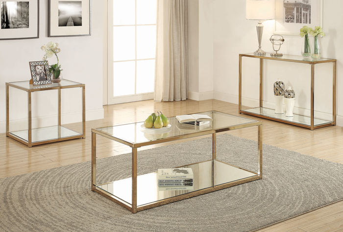 G705238 - Calantha Occasional Table With Mirror Shelf - Chocolate Chrome