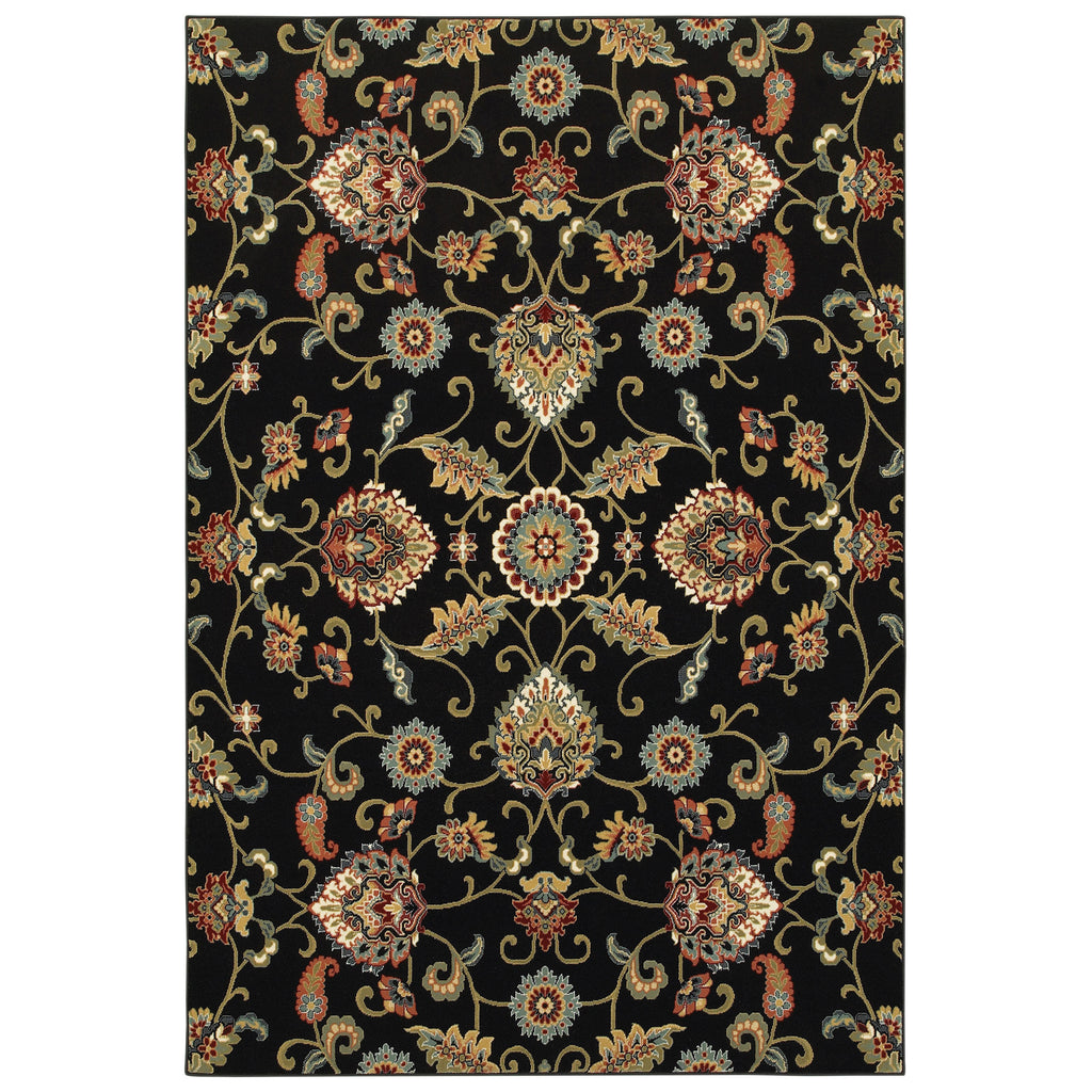 9946K Kashan Indoor Area Rug Black/ Multi - ReeceFurniture.com