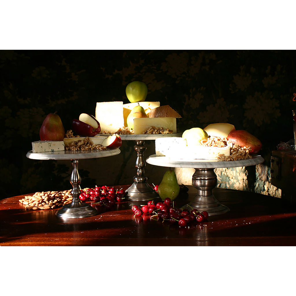 MARBLE002 - Marble Catering Stand in Pewter Finish - Medium - ReeceFurniture.com