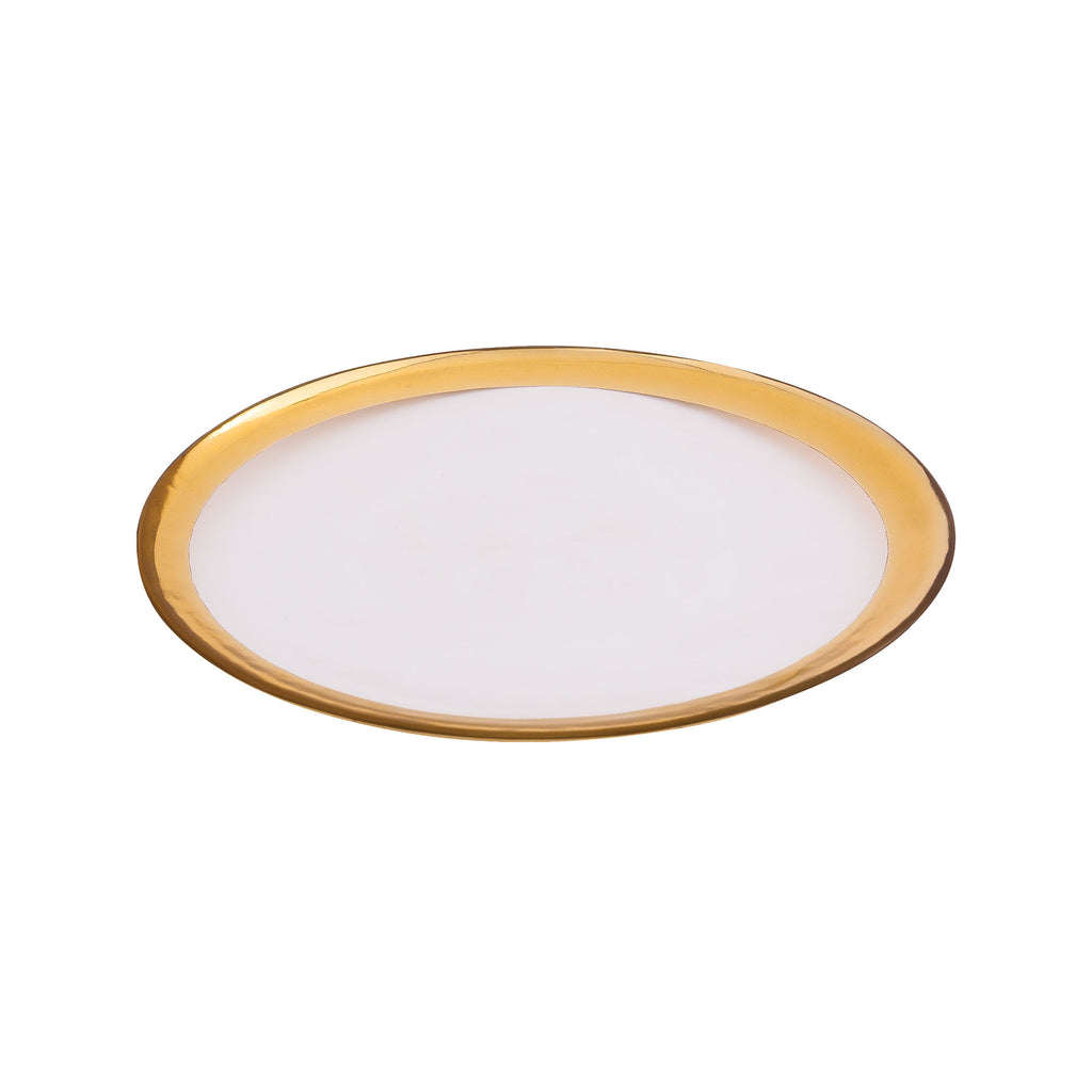 PLT05 - Gold Foil Clear Glass Plate without Snowflake - ReeceFurniture.com