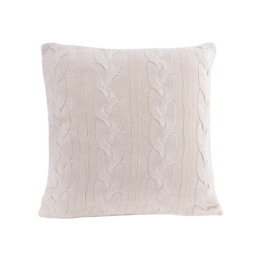 PLW035 - Cable Knit Natural Cotton Cushion/Pillow In White - COVER ONLY - ReeceFurniture.com