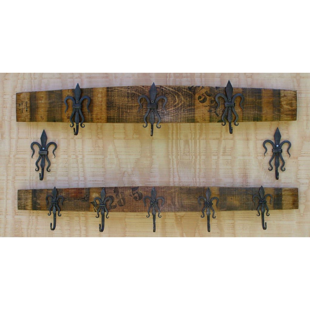 RACK008 - WB Wine Stave Rack Fleur - Small (5 Hooks) - ReeceFurniture.com
