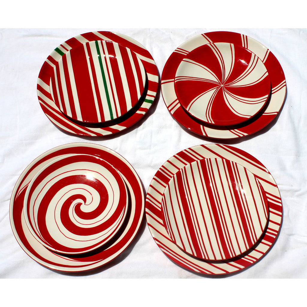 S48CCP - Candy Cane Style Plates (Set of 4) - ReeceFurniture.com