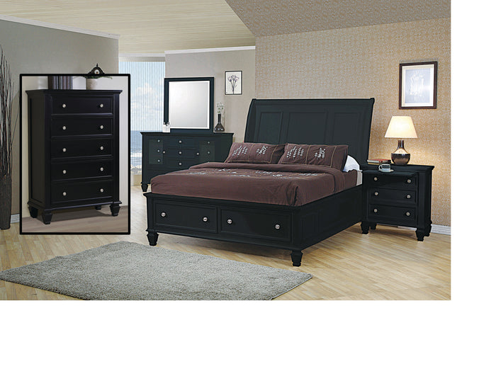 G201323 - Sandy Beach Black Bedroom Set - Storage Sleigh Bed