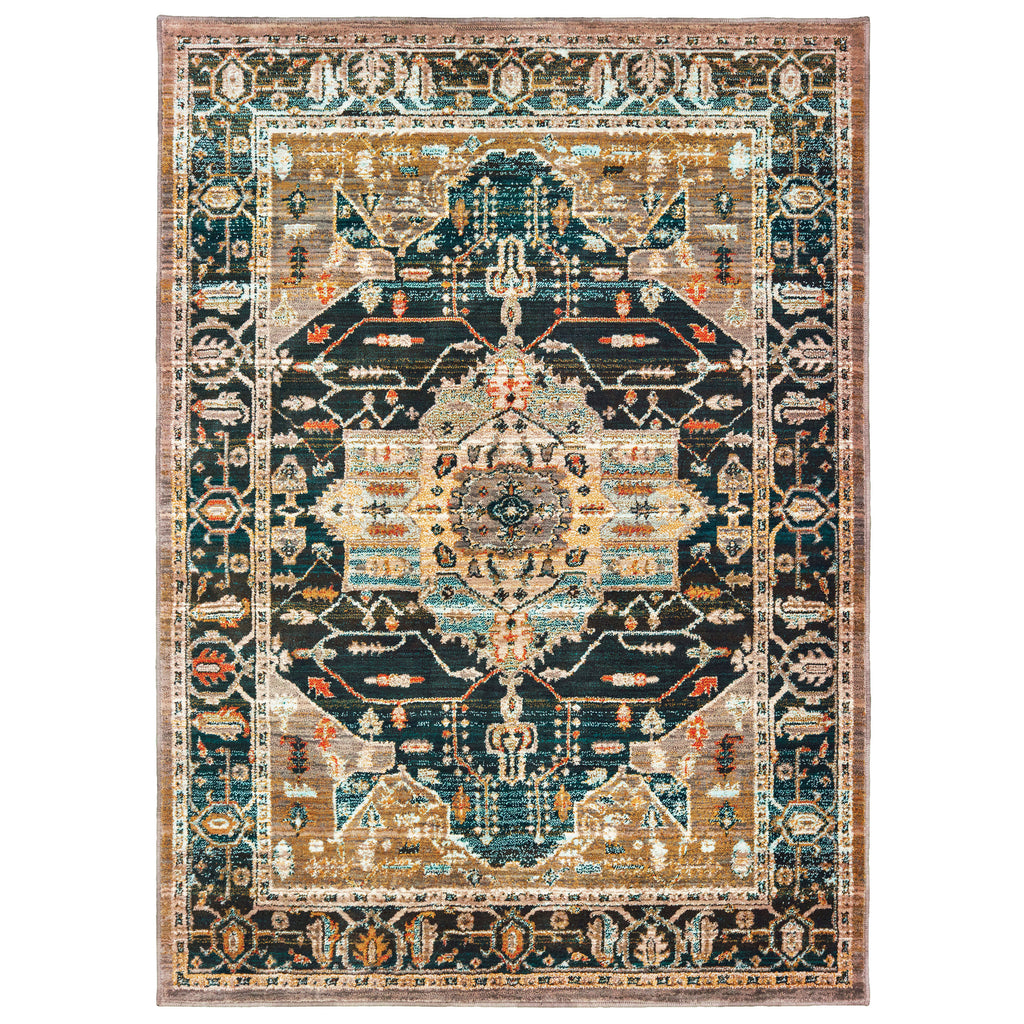 9592B Sedona Indoor Area Rug Blue/ Gold - ReeceFurniture.com