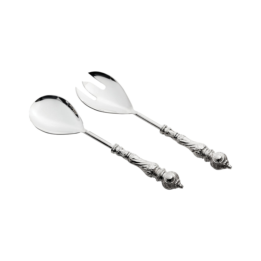 SERVER023 - Salad Server Set with Embossed Silver Plated - ReeceFurniture.com