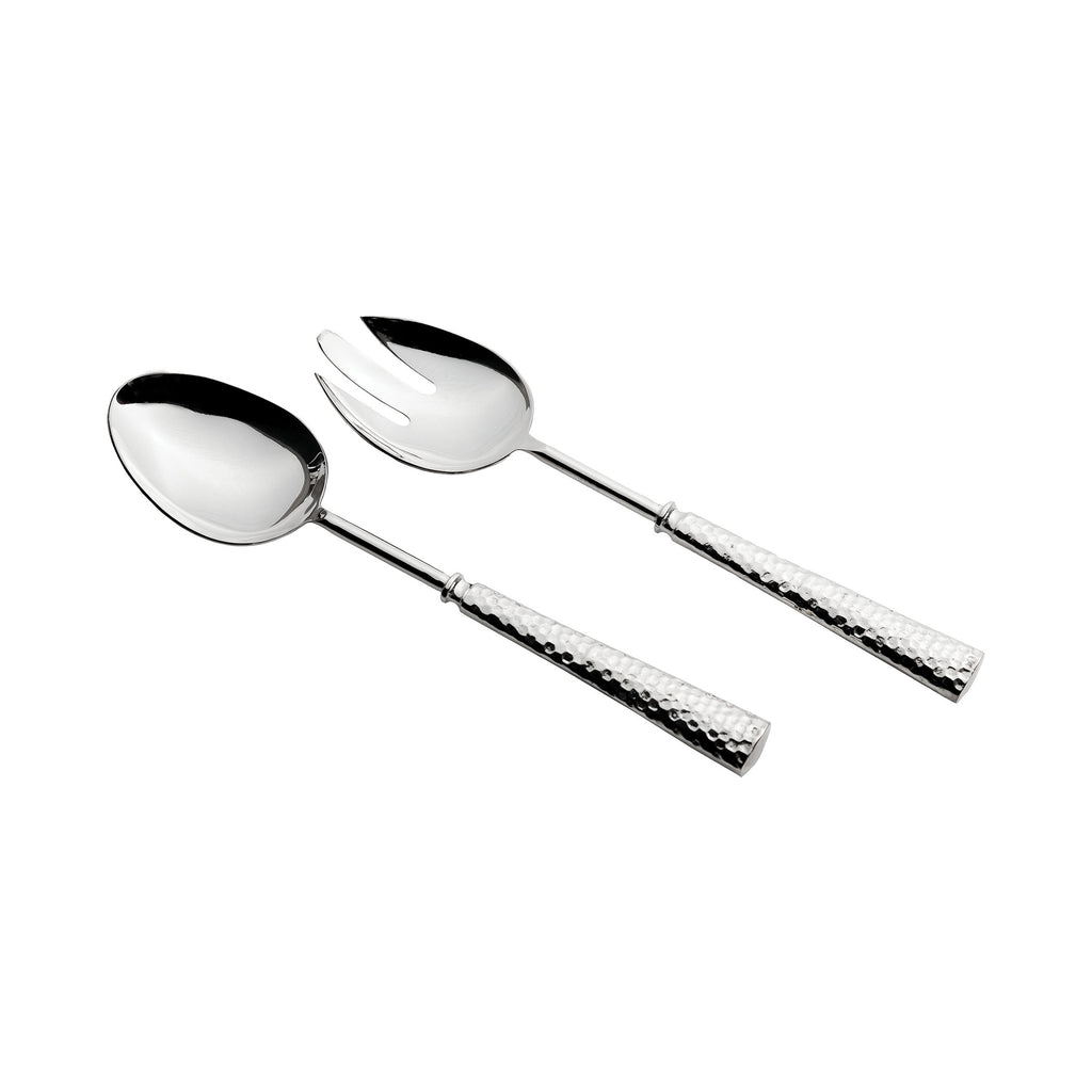 SERVER024 - Salad Server Set with Hammered Silver Plated - ReeceFurniture.com