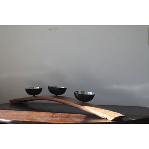 STAV003 - WB Wine Cask Stave with 3 Bowls - ReeceFurniture.com