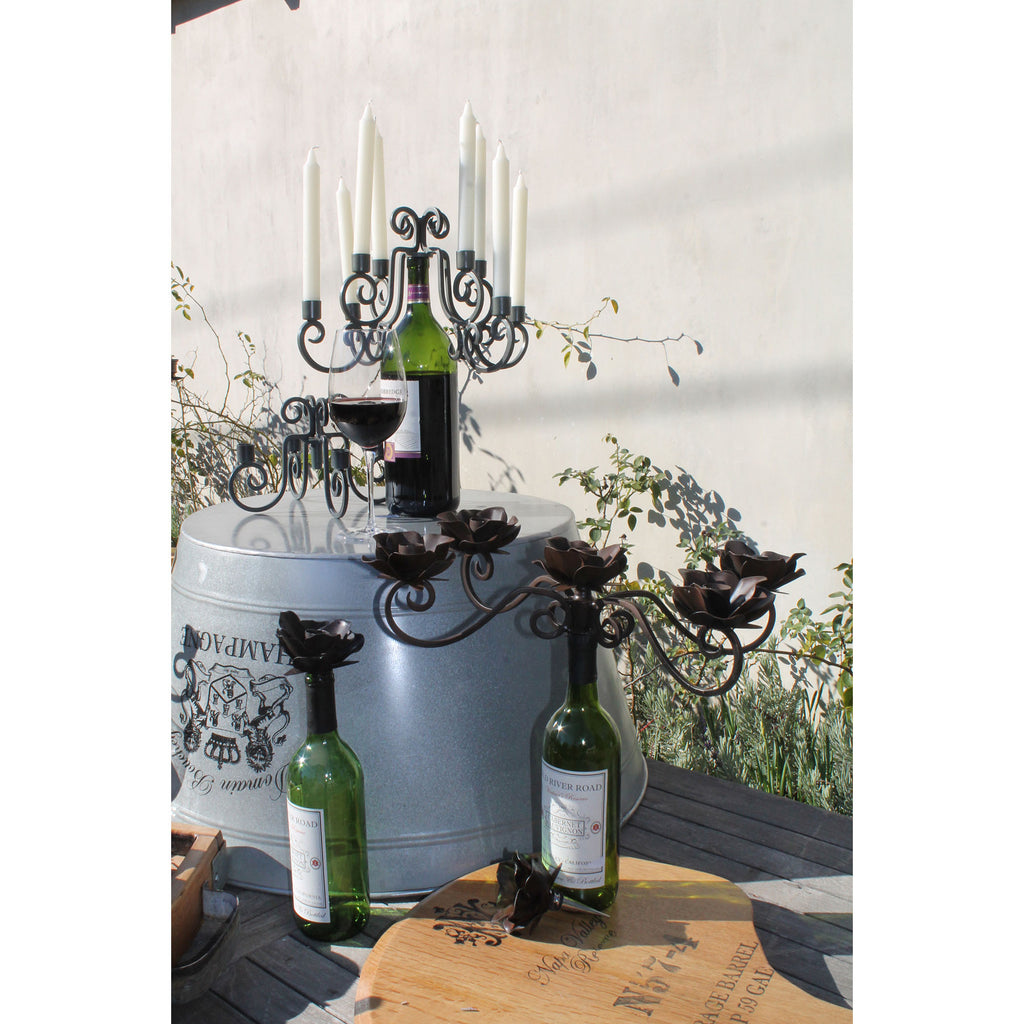 TAP006 - Wine Bottle Candelabra - Rose (4-Arm) - ReeceFurniture.com