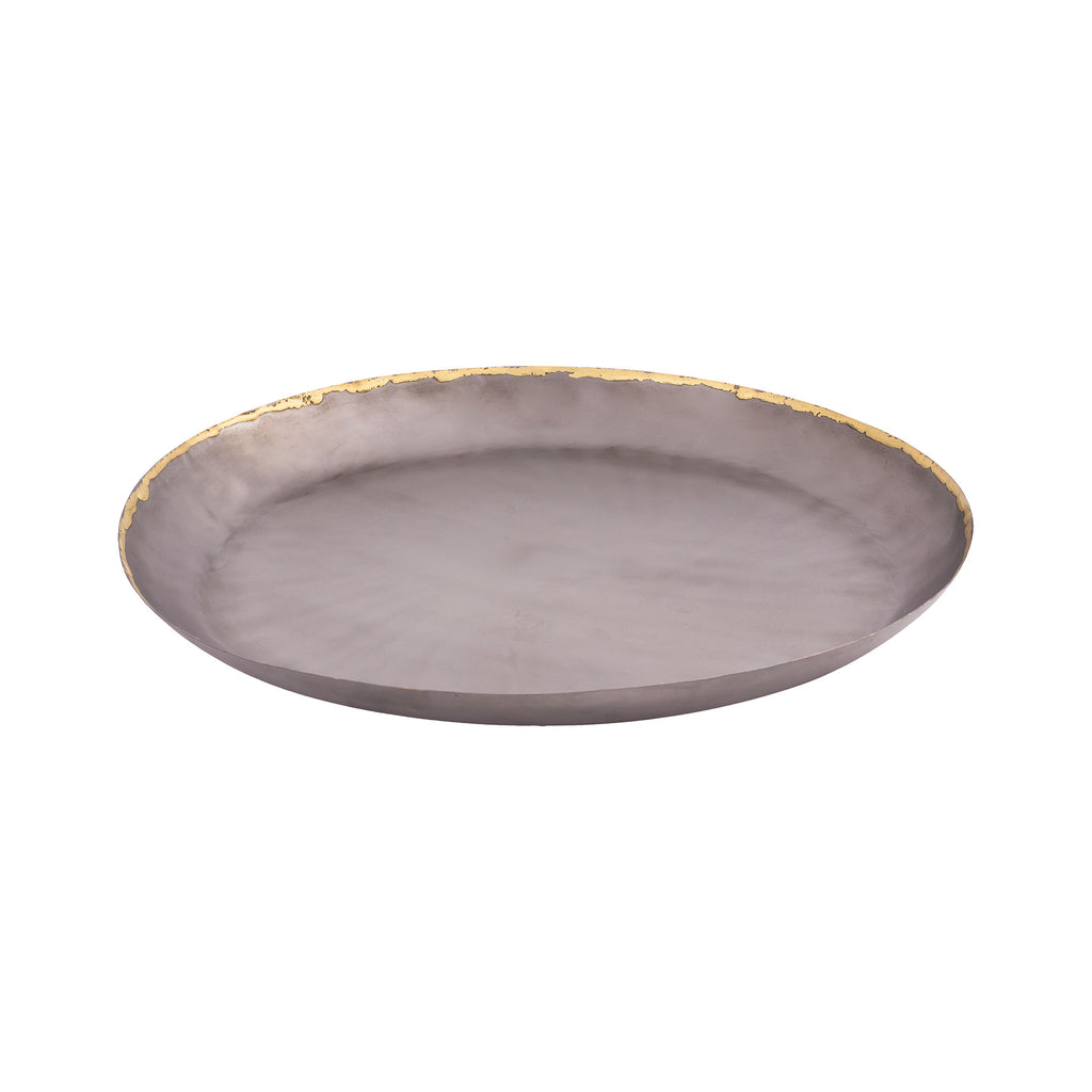 TRAY058 - Iron Charger Plate with Clear Powder-Coat and Brass on Rim - ReeceFurniture.com