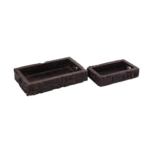 TRAY096 - Carved Block Claded Trays (Set of 2) - ReeceFurniture.com